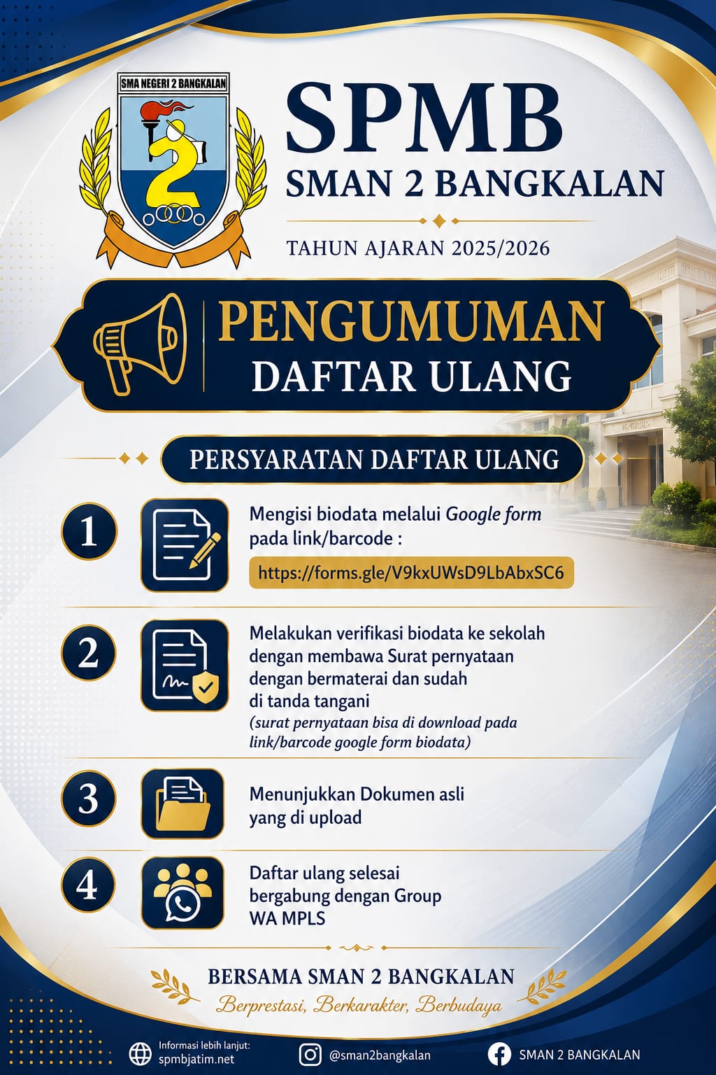 DAFTAR ULANG SPMB SMAN 2 BANGKALAN TAHUN AJARAN 2026/2027