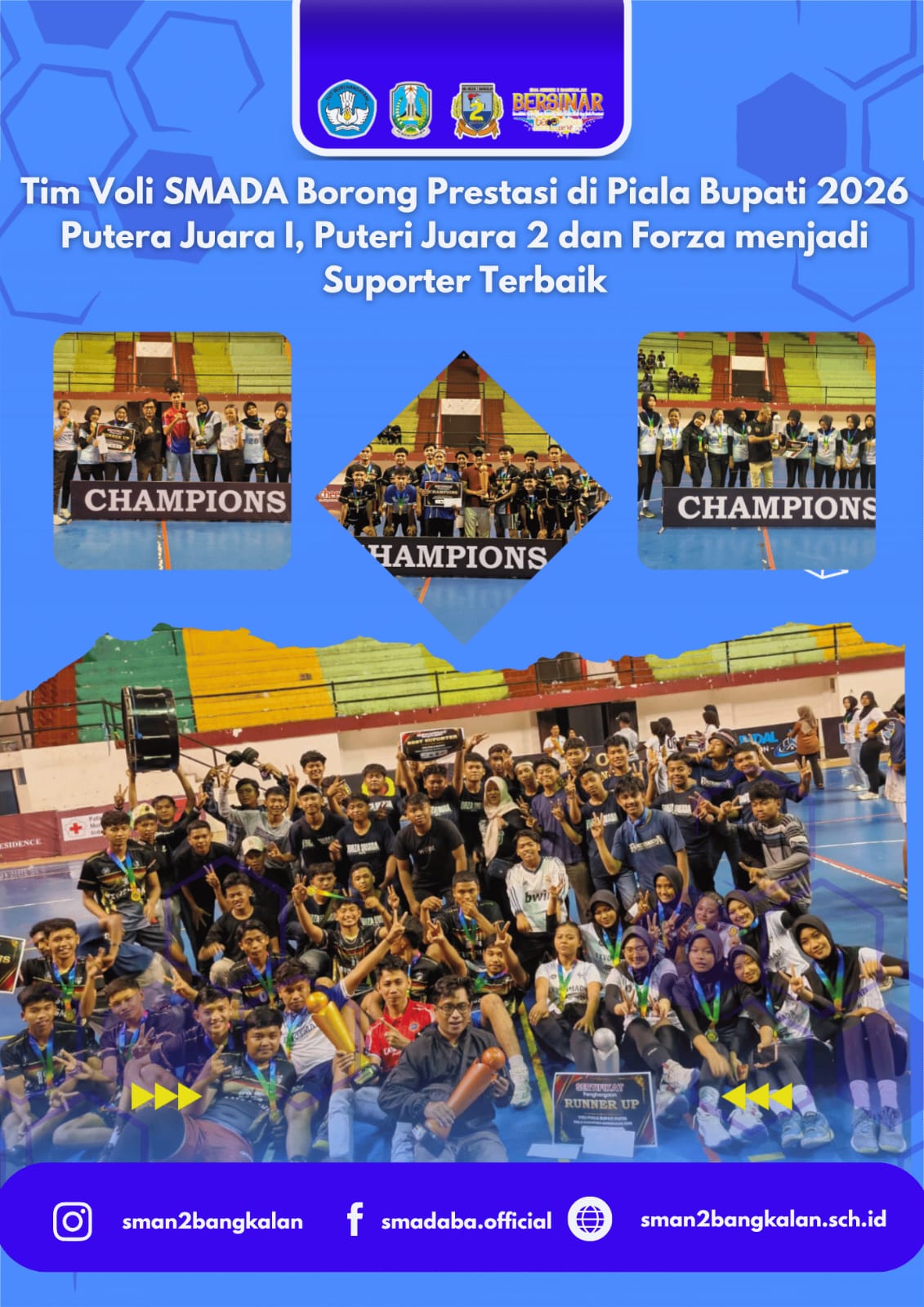 Tim Voli SMADA Borong Prestasi di Piala Bupati 2026, Putera Juara I, Puteri Juara 2 dan Forza menjadi Suporter Terbaik